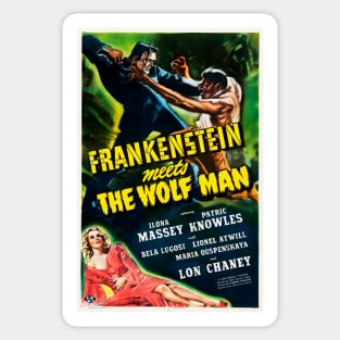 FRANKENSTEIN MEETS WOLFMAN Cult Horror Film Vintage Movie Sticker